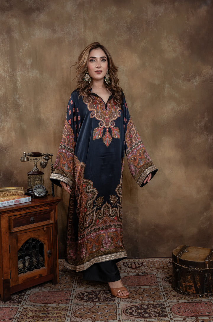 ROYAL BLACK KALAMKARI SET