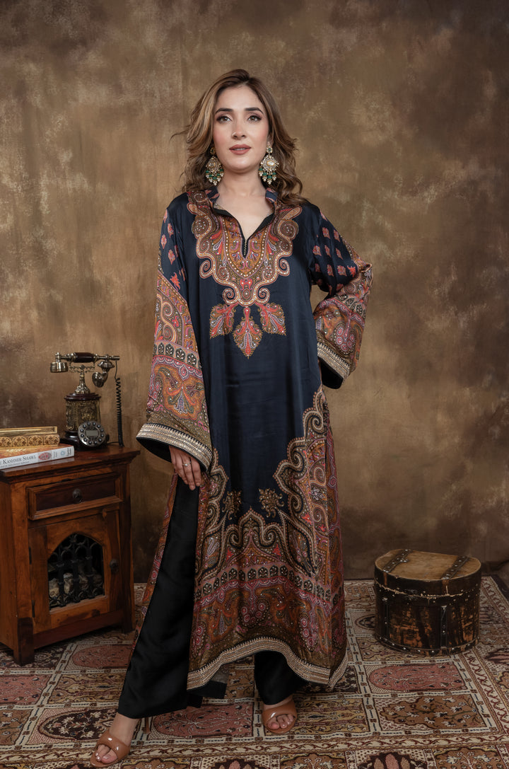 ROYAL BLACK KALAMKARI SET