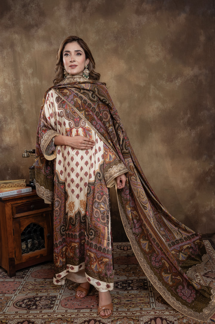 CRÈME WHITE  KALAMKARI SET