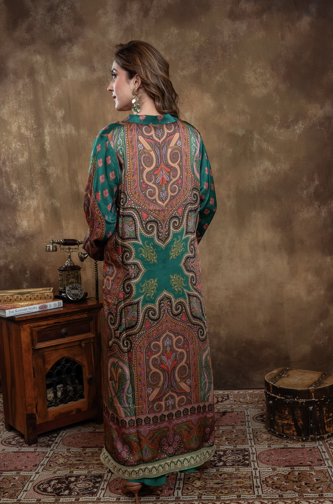 BOTTLE GREEN  KALAMKARI SET
