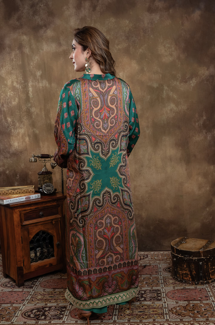 BOTTLE GREEN  KALAMKARI SET