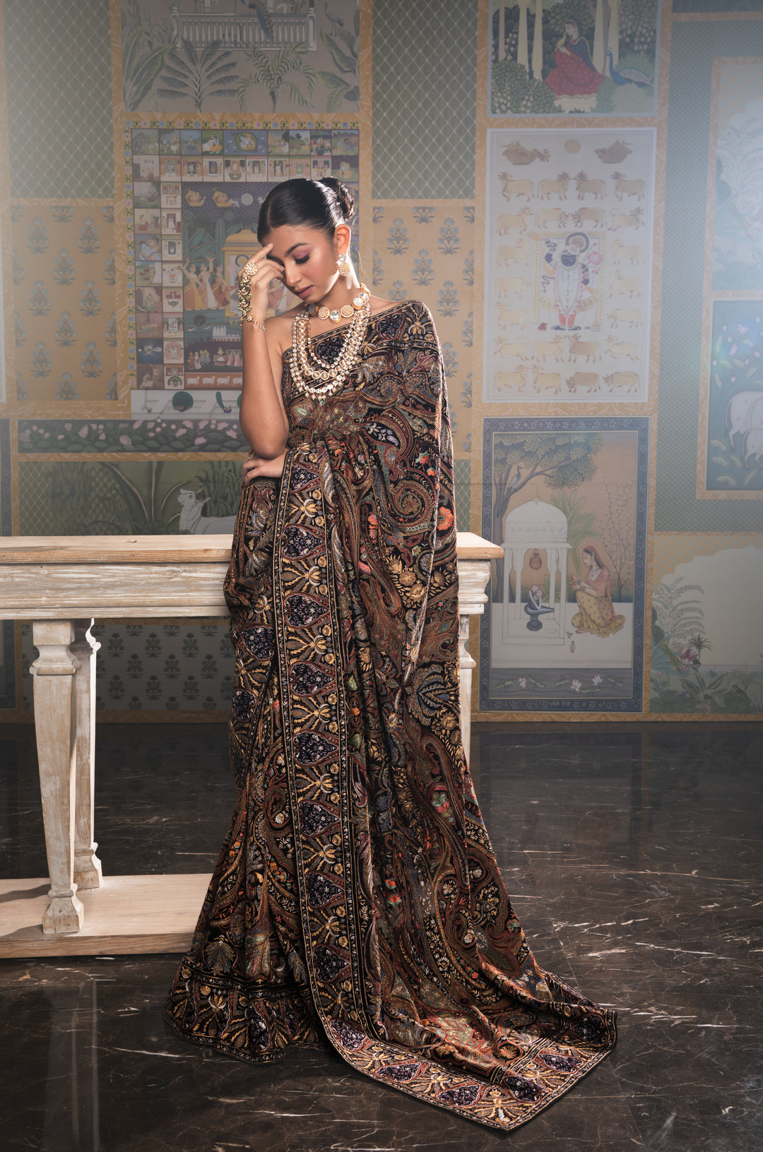 Vintage Black Embroidery Saree