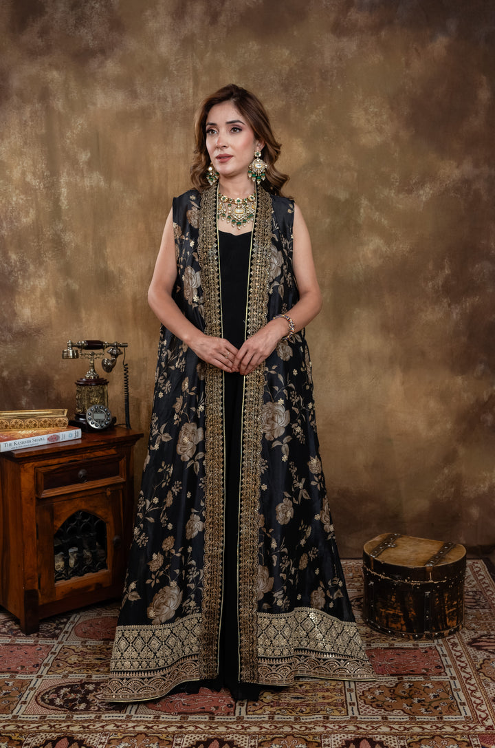 BLACK  KALAMKARI LONG JACKET
