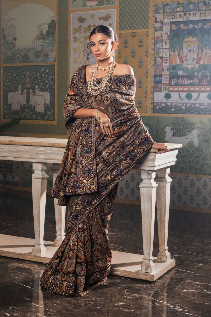 Vintage Black Embroidery Saree